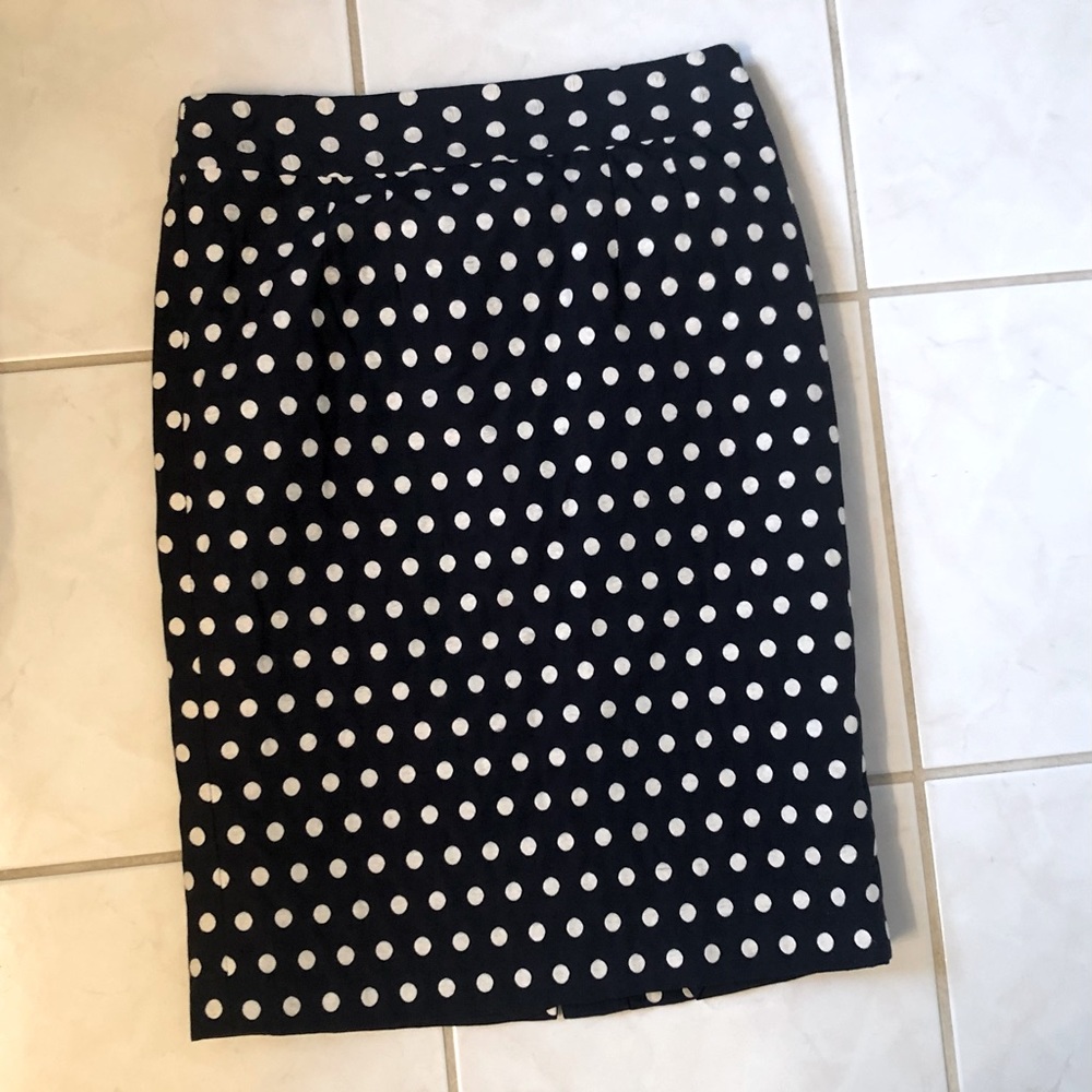 BANANA REPUBLIC Blue & White Polka Dot Skirt
